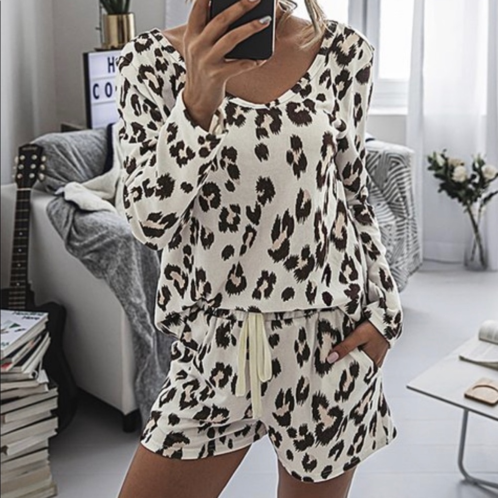 Leopard Convertible V-Neck Top & Shorts